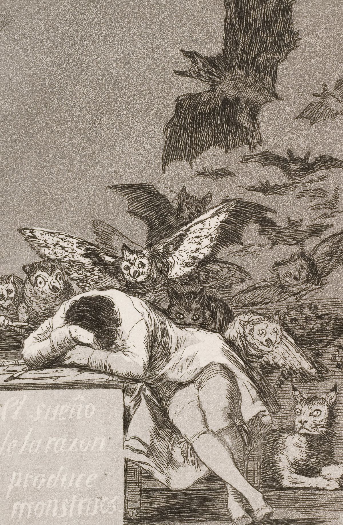 The Sleep of Reason Produces Monsters, plate 43 of Los Caprichos by Francisco Goya (1799)
